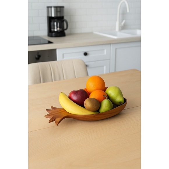 The Unbranded Brand Other - Vintage Teak Wood Pineapple Tray 16" Hawaiian Tropical Island Boho Retro Coastal